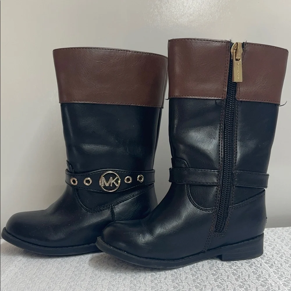 Michael Michael Kors Black and Brown Leather Emma Derby Boots Size 6 - Picture 1 of 6
